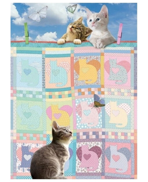 Cobble Hill Puzzel Quilted Kittens 500 Stukjes - Afbeelding 2