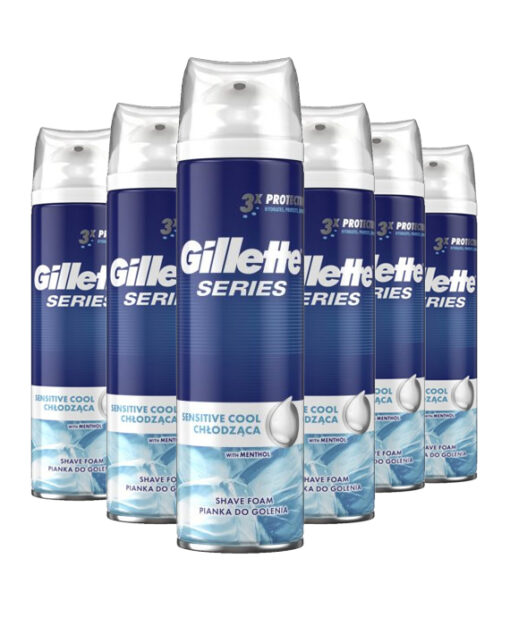 6x Gilette Series Sensitive Cool Shave Foam 250 ml
