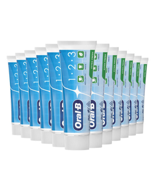 12x Oral B 1-2-3 Frisse mint Tandpasta 75 ml