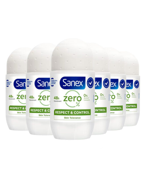 6x Sanex Zero Respect & Control deodorant roller 50 ml