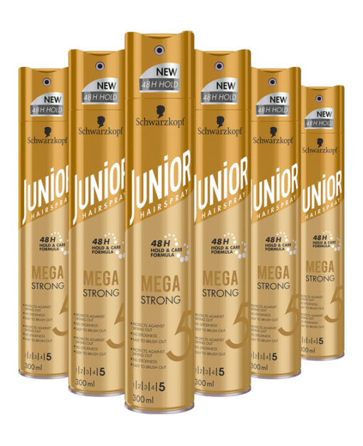 6x Schwarzkopf Junior Hairspray Mega Strong 300 ml