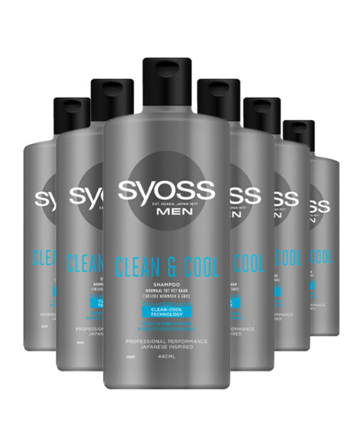 6x Syoss Men Clean and Cool Shampoo 440 ml