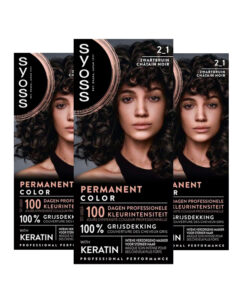 3x Syoss Permanent Coloration 2-1 Zwartbruin