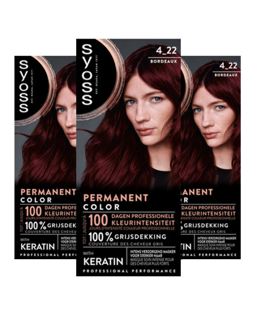 3x Syoss Permanent Coloration 4-22 Bordeaux