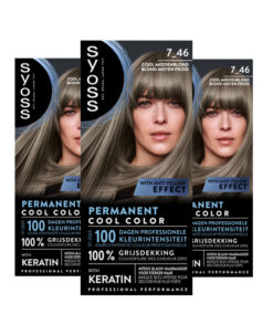 3x Syoss Permanent Coloration 7-46 Cool Middenblond