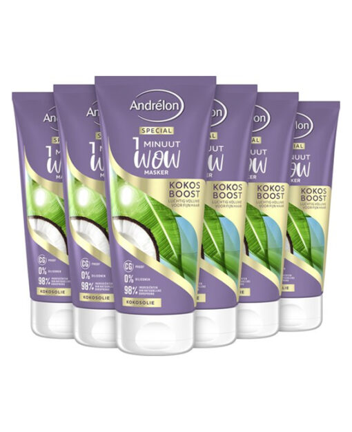 6x Andrélon WOW Masker Kokos Boost 180ml