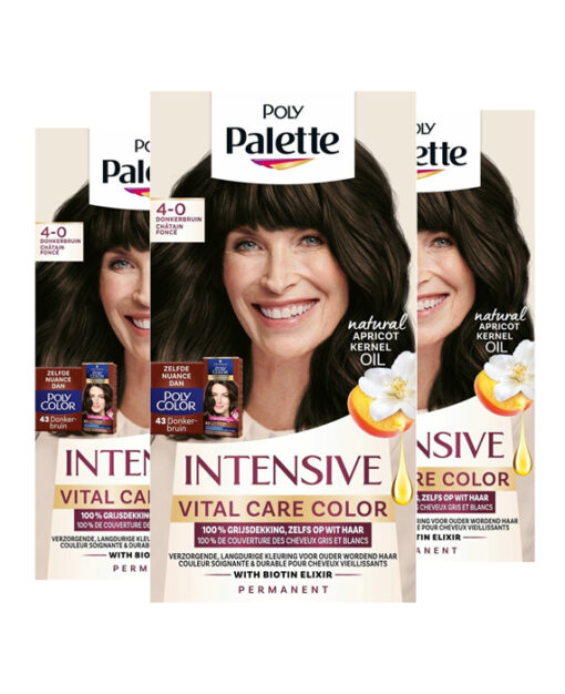 3x Palette haarverf Vital Care 4-0 Donkerbruin