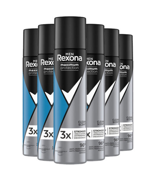 6x Rexona Men Maximum Protection Clean Scent Deodorant Spray 100ml