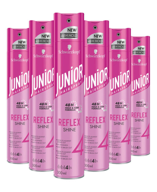 6x Schwarzkopf Junior Hairspray Reflex Shine 300 ml