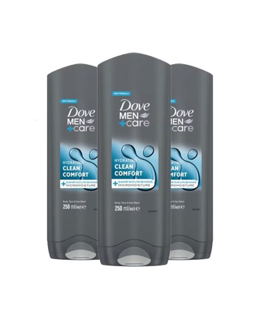 3x Dove Men+Care Hydrating Clean Comfort Douchegel 250 ml