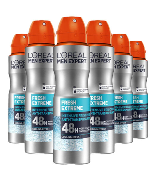 6x L'oreal Paris Men Expert Fresh Extreme Deodorant Spray 150ml